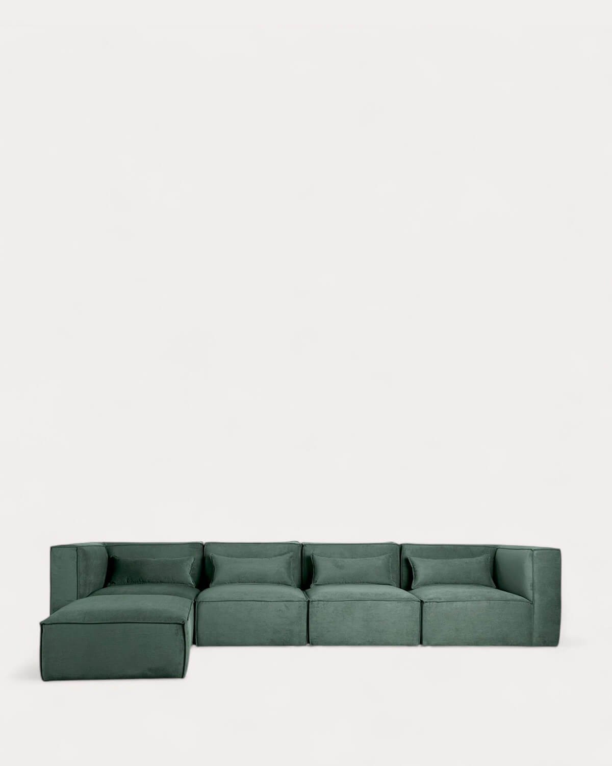 Sofá Modular de 4 Piezas con 2 Sillones Esquineros y Puff de Pana Kilhe, imagen de galería 1