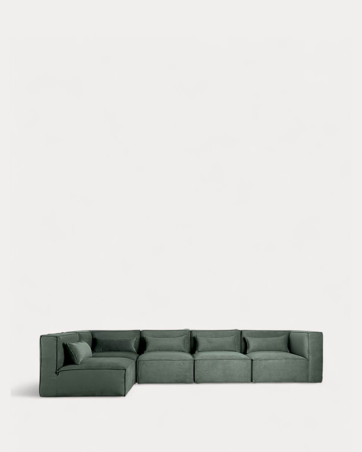 Sofá Modular de 5 Piezas con 2 Sillones Esquineros de Pana Kilhe