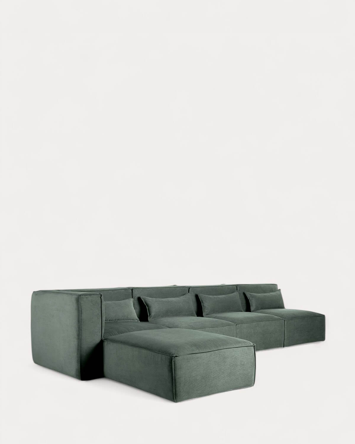 Sofá Modular de 4 Piezas con 3 Sillones y Puff de Pana Kilhe, imagen de galería 1