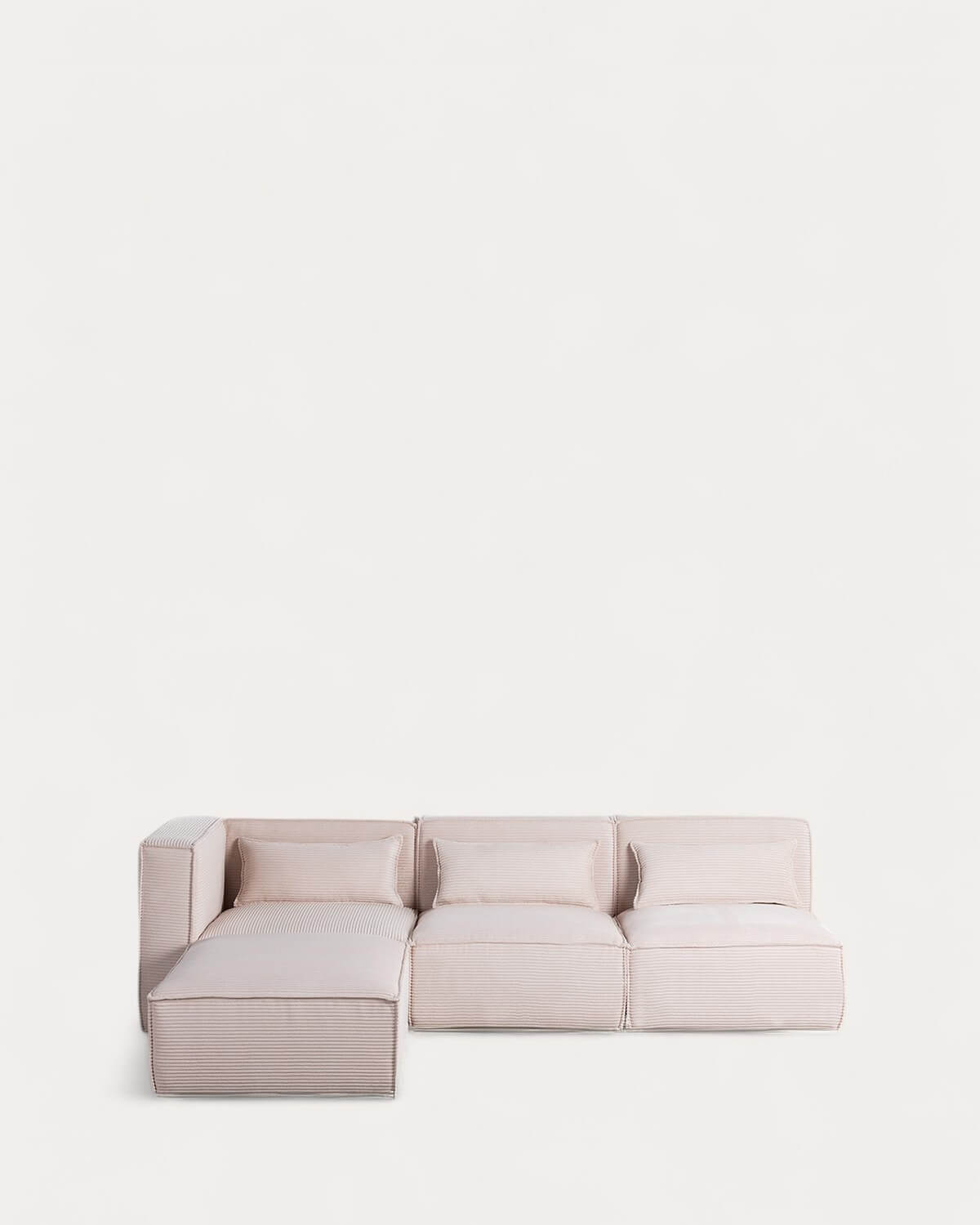 Sofá Modular de 3 Piezas Esquinero con 2 Sillones y Puff de Pana Gruesa Kilhe