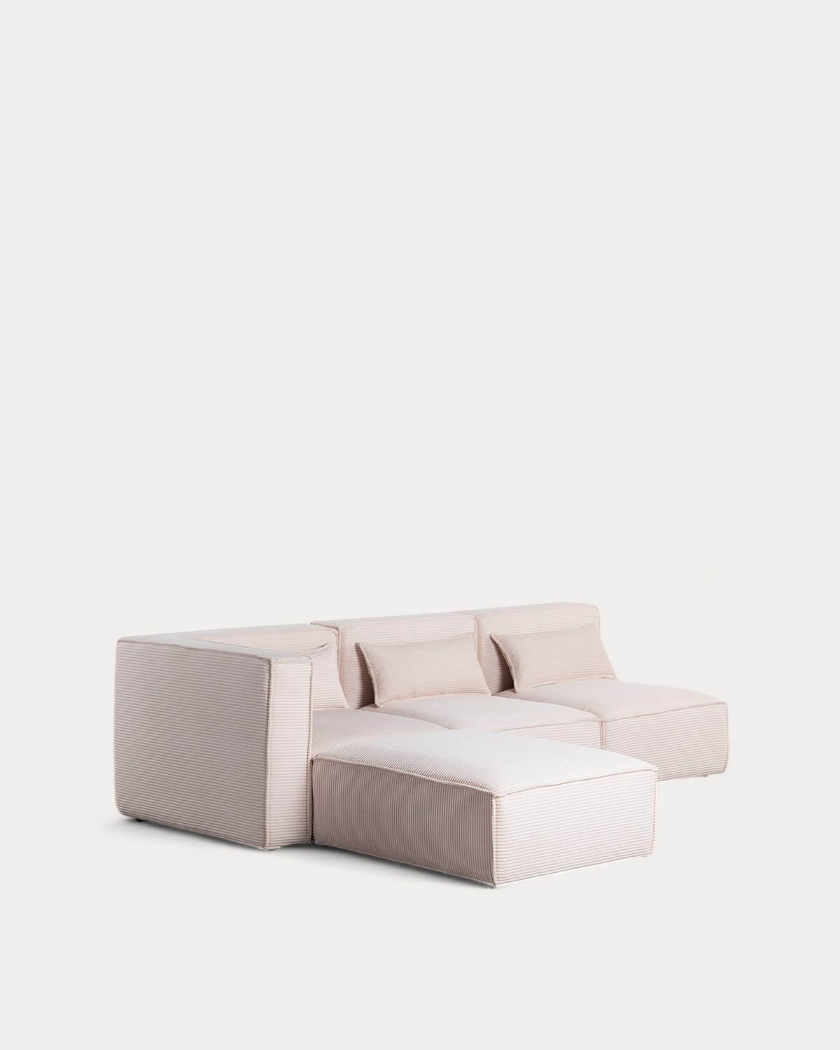 Sofá Modular de 3 Piezas Esquinero con 2 Sillones y Puff de Pana Gruesa Kilhe, imagen de galería 1