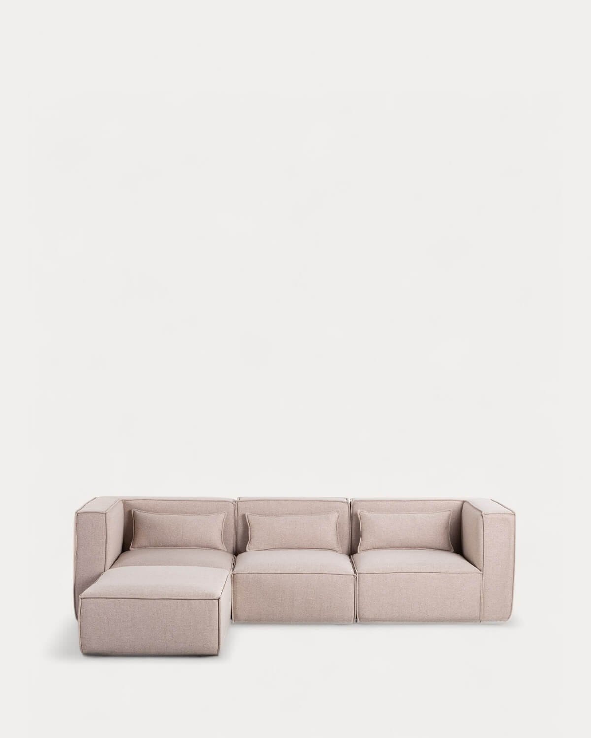 Sofá Modular de 3 Piezas con 2 Sillones Esquineros y Puff de Tela Kilhe