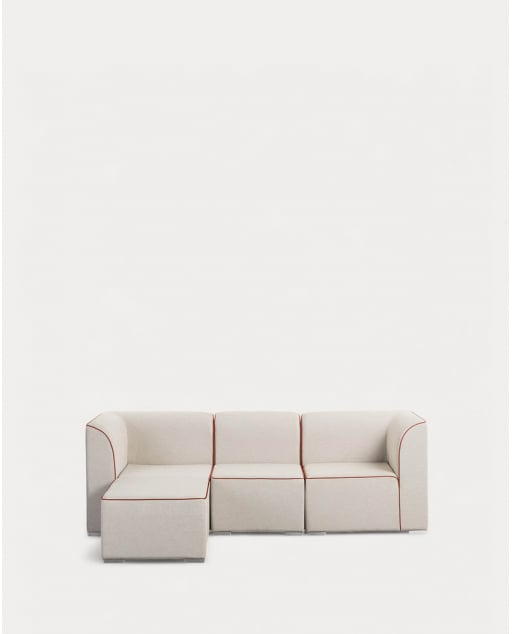 Sofá Modular de Jardín 3 Piezas con 2 Esquineros y Sillón con Puff de Tela Lagos