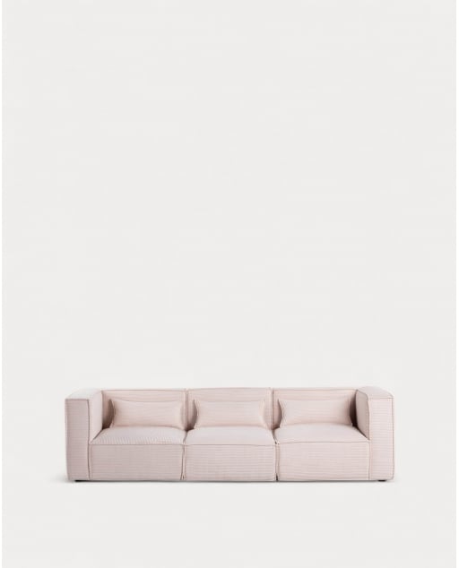 Sofá Modular de 3 Piezas con 2 Esquineros y Sillón de Pana Gruesa Kilhe