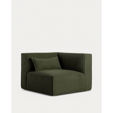 Sofá Modular de 3 piezas con 2 Sillones y Puff de Tela Bouclé Kilhe Bouclé -Verde Nori - The Masie