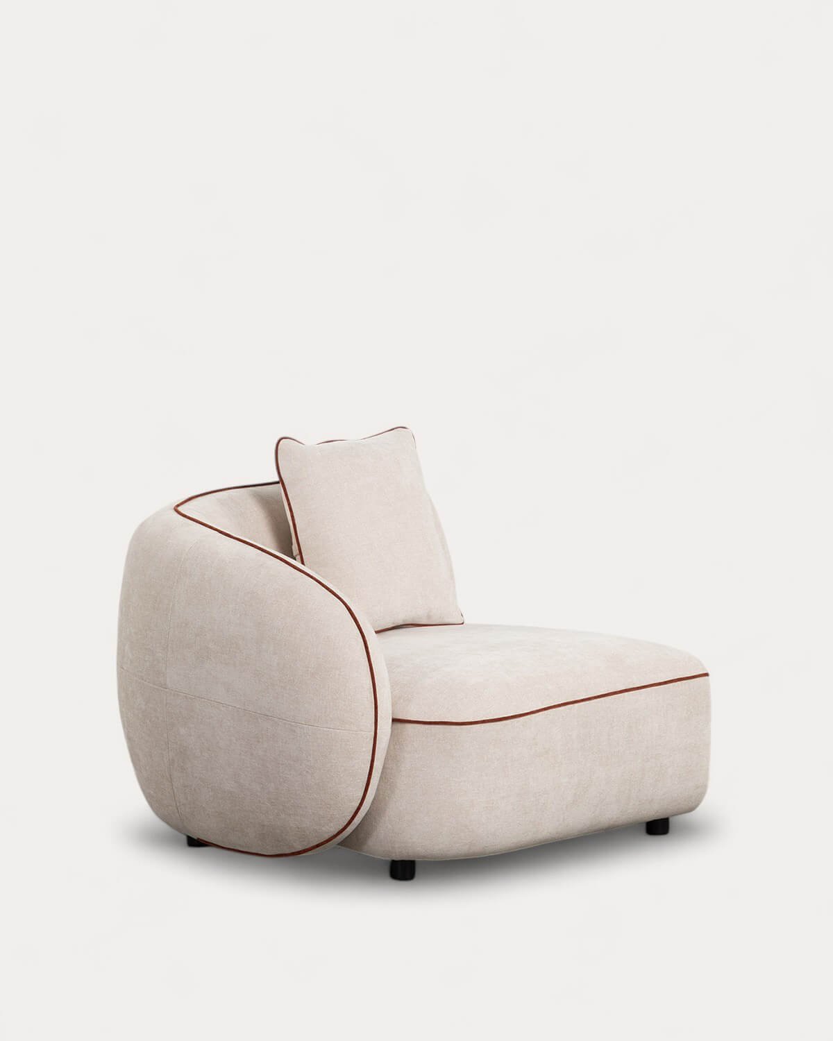 Sofá Modular 3 Piezas con 2 Esquineros y Sillón con Puff Redondo de Tela Ilham, imagen de galería 3