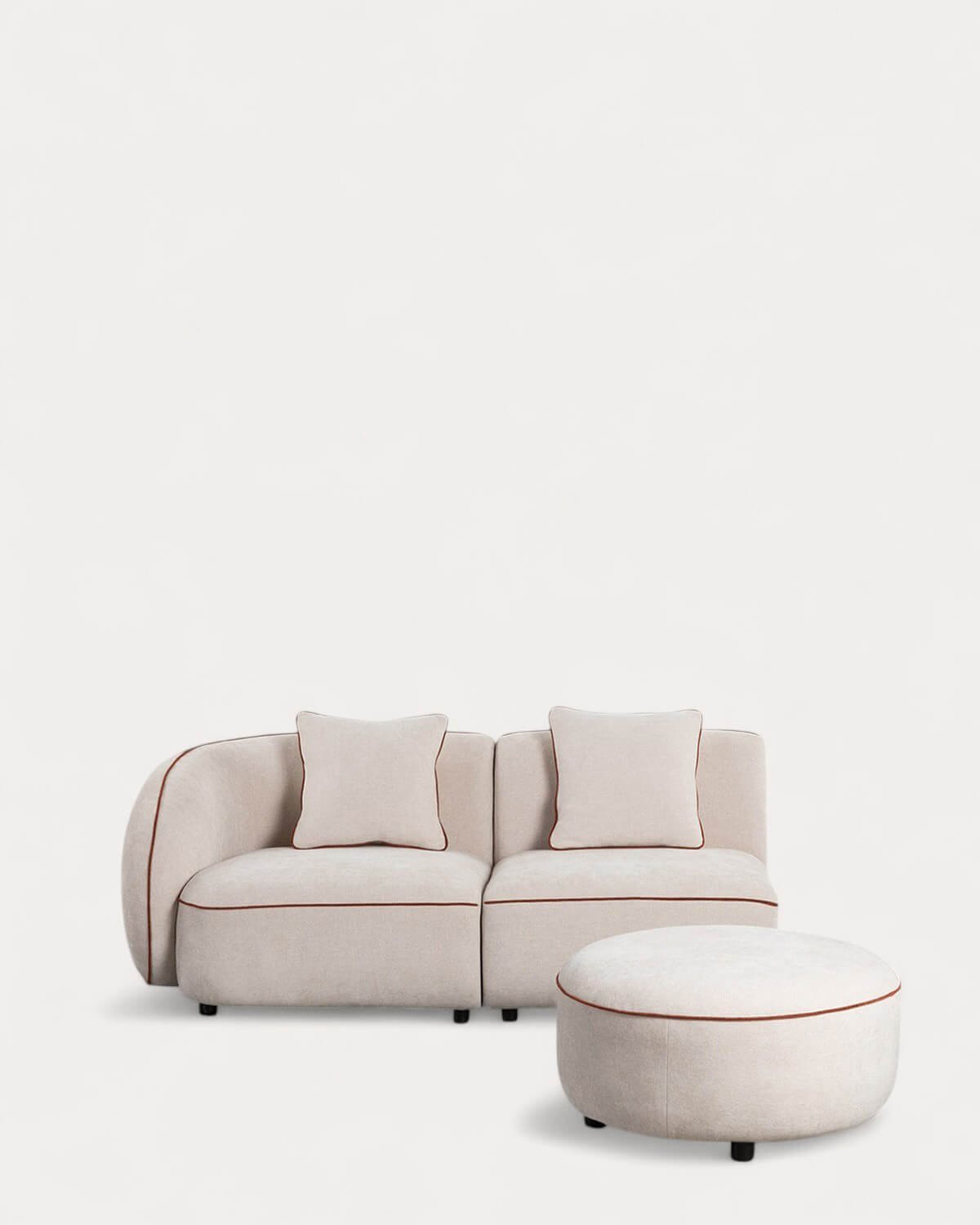Sofá Modular 2 Piezas Esquinero con Sillón y Puff de Tela Ilham