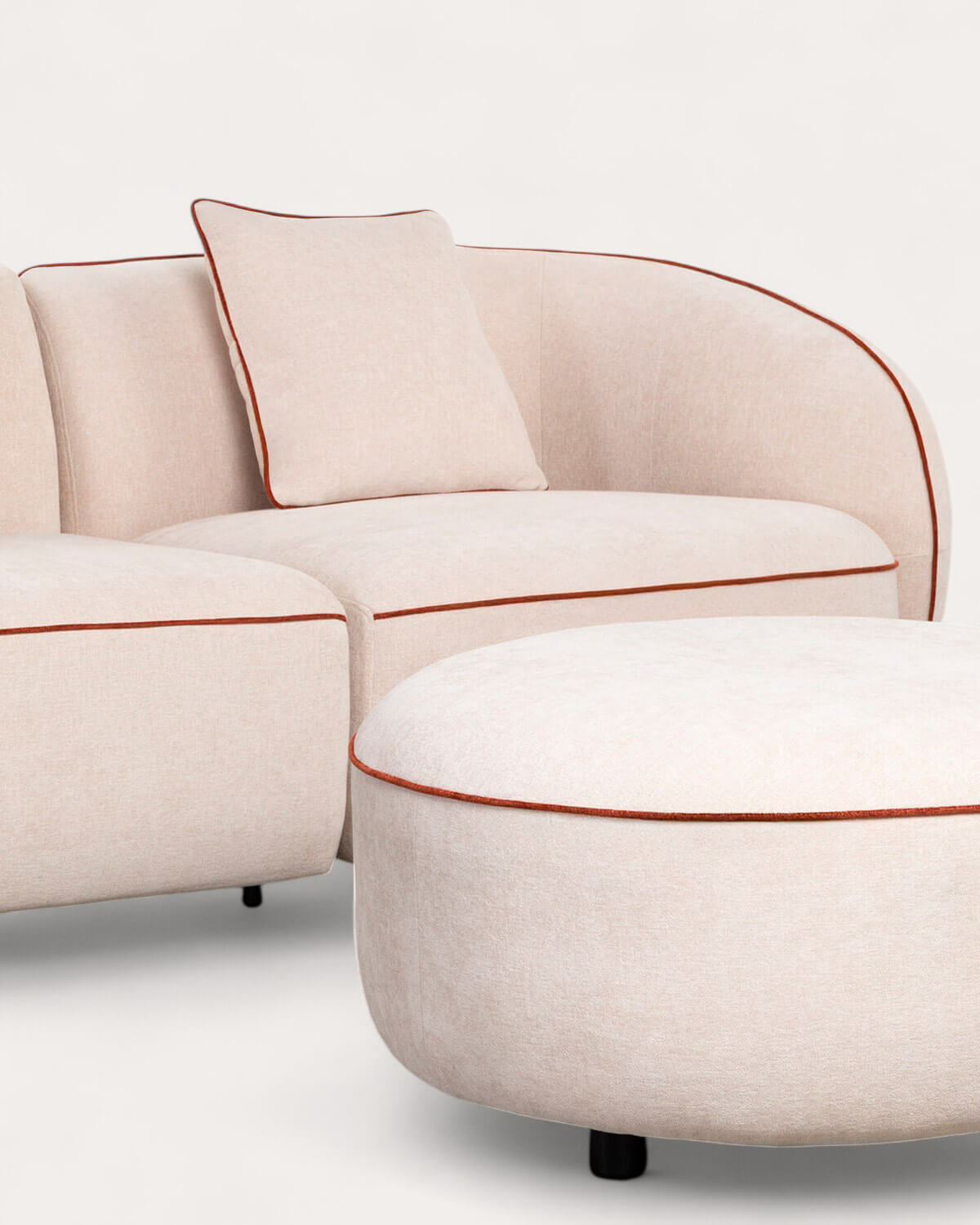 Sofá Modular 2 Piezas Esquinero con Sillón y Puff de Tela Ilham, imagen de galería 2