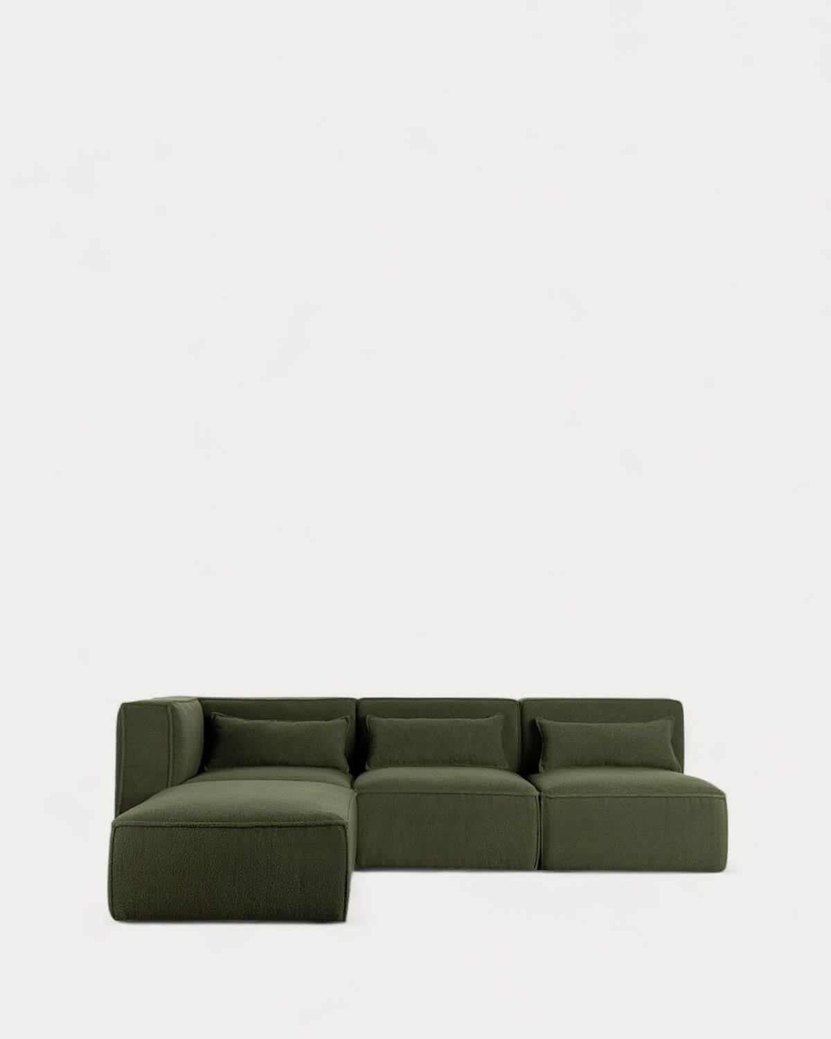 Sofá Modular de 3 piezas con 2 Sillones y Puff de Tela Bouclé Kilhe