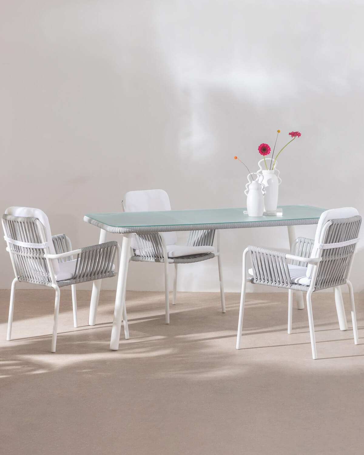 Mesa de Comedor Rectangular de Aluminio y Cristal (160x90 cm) Drian, imagen de galería 2