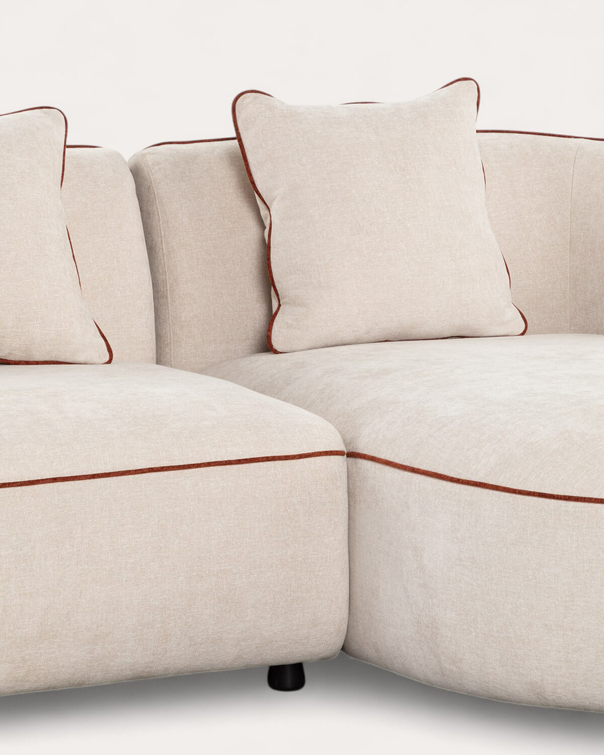 Sofá Modular 3 Piezas Chaise Longue con 2 Sillones y Puff Redondo de Tela Ilham, imagen de galería 5