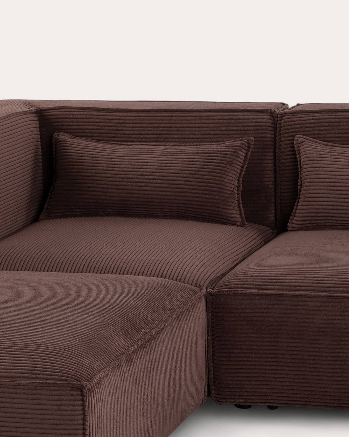 Sofá Modular de 3 Piezas con 2 Esquineros y Sillón con Puff de Pana Gruesa Kilhe, imagen de galería 6