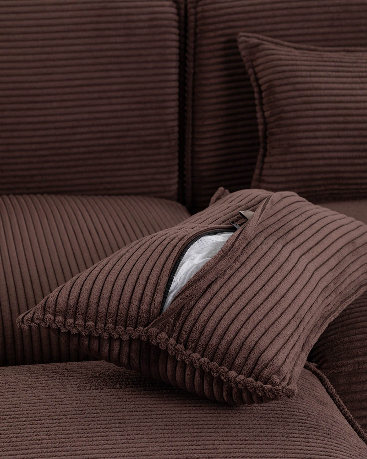 Sofá Modular de 3 Piezas con 2 Esquineros y Sillón con Puff de Pana Gruesa Kilhe, imagen de galería 8