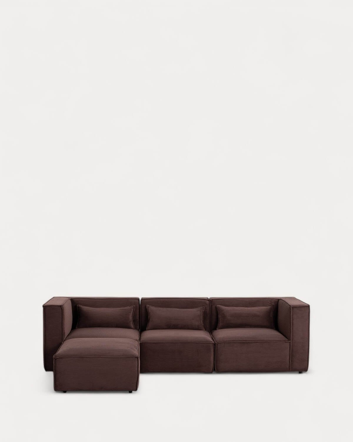 Sofá Modular de 3 Piezas con 2 Esquineros y Sillón con Puff de Pana Gruesa Kilhe, imagen de galería 2