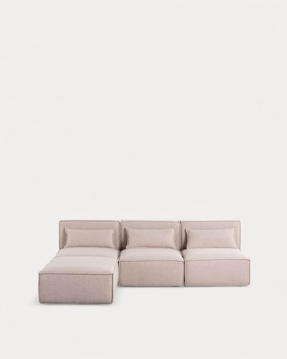 Sofá Modular de 3 Piezas y Puff de Tela Kilhe