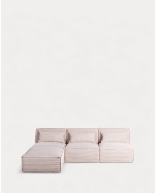 Sofá Modular de 3 Piezas con Puff de Pana Gruesa Kilhe