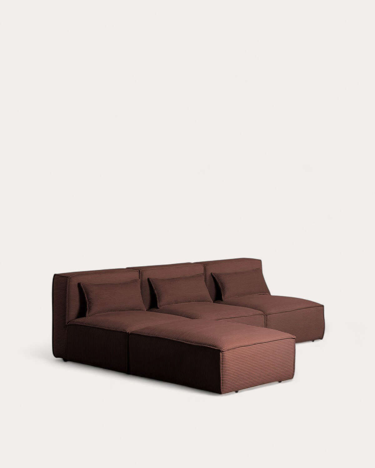 Sofá Modular de 3 Piezas con Puff de Pana Gruesa Kilhe, imagen de galería 1