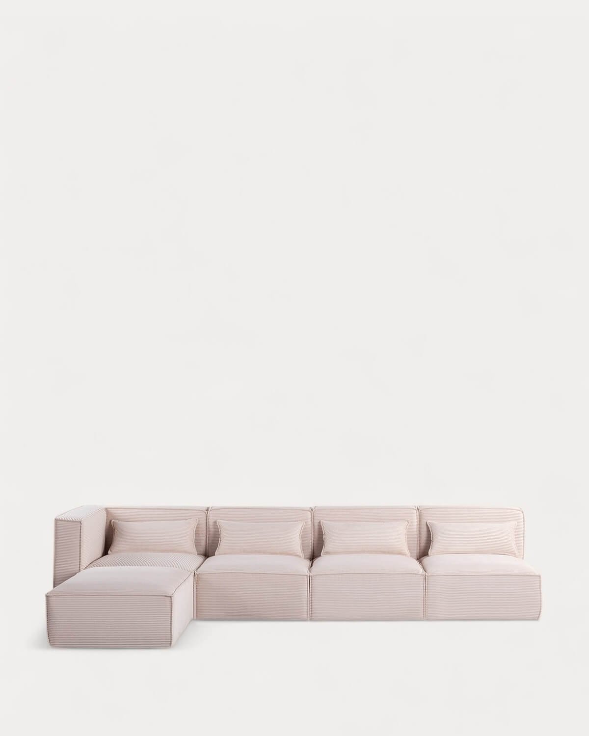 Sofá Modular de 4 Piezas con 3 Sillones y Puff de Pana Gruesa Kilhe