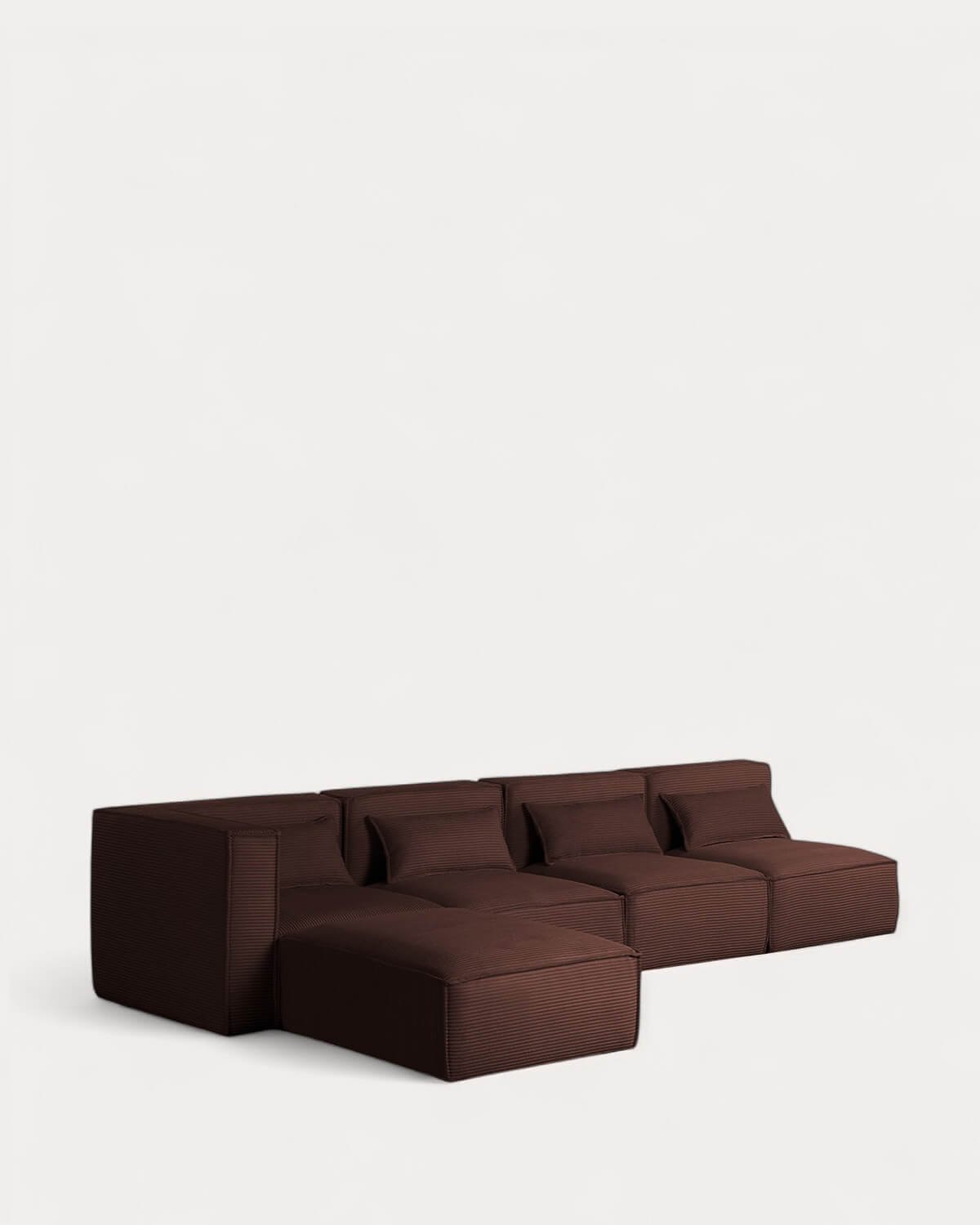 Sofá Modular de 4 Piezas con 3 Sillones y Puff de Pana Gruesa Kilhe, imagen de galería 1