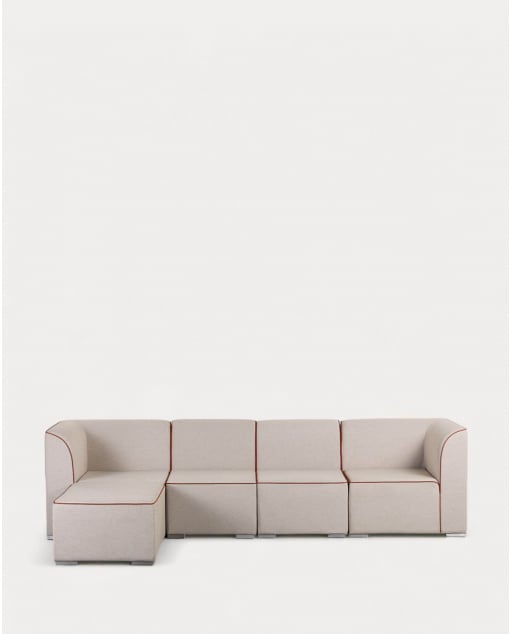 Sofá Modular de Jardín 4 Piezas con 2 Esquineros y 2 Sillones con Puff de Tela Lagos