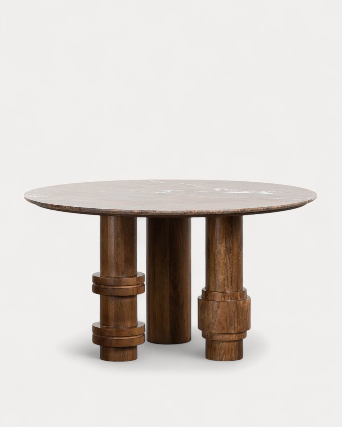 Mesa de Comedor Redonda de Mármol Bidasar y Madera de Mango (Ø140 cm) Atenas, imagen de galería 4