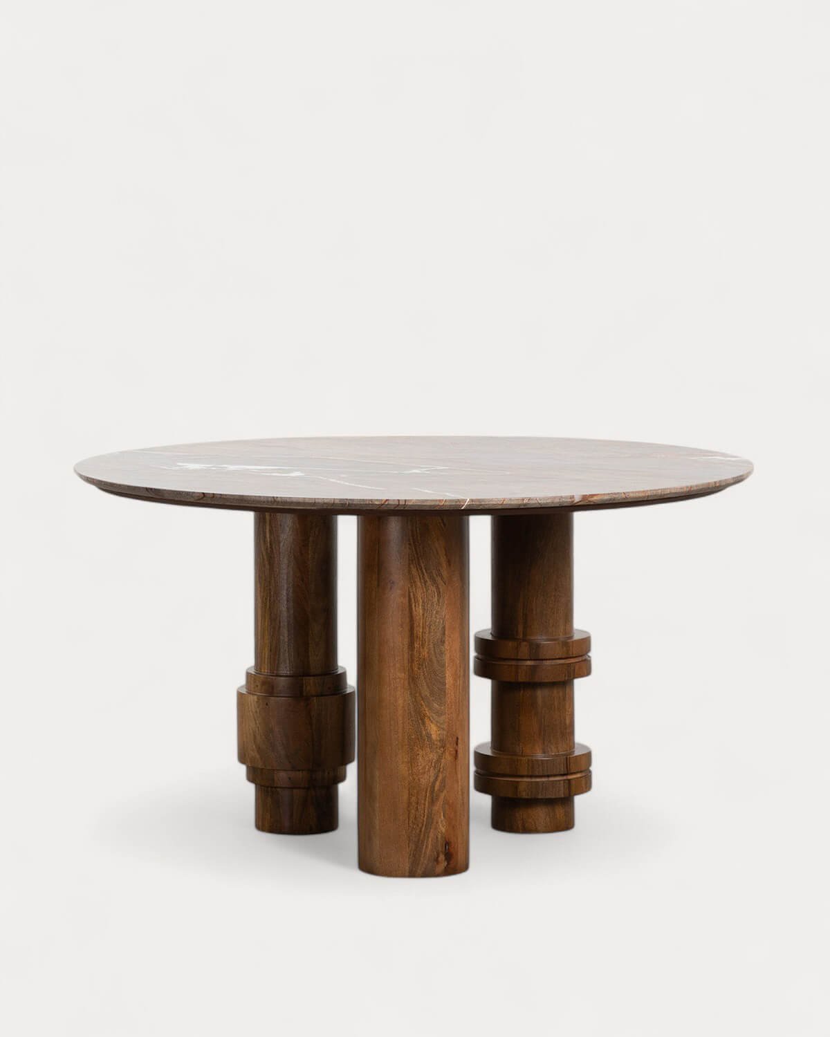 Mesa de Comedor Redonda de Mármol Bidasar y Madera de Mango (Ø140 cm) Atenas, imagen de galería 5