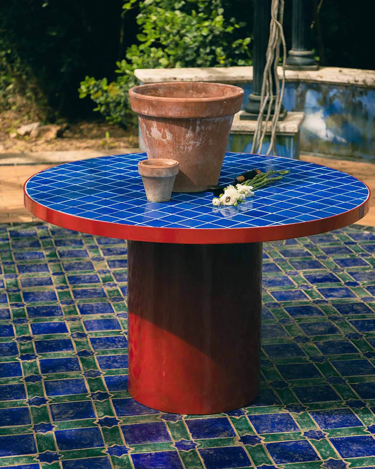 Mesa de Comedor Redonda de Metal y Azulejos (Ø122 cm) Zafiro, imagen de galer&iacute;a 2