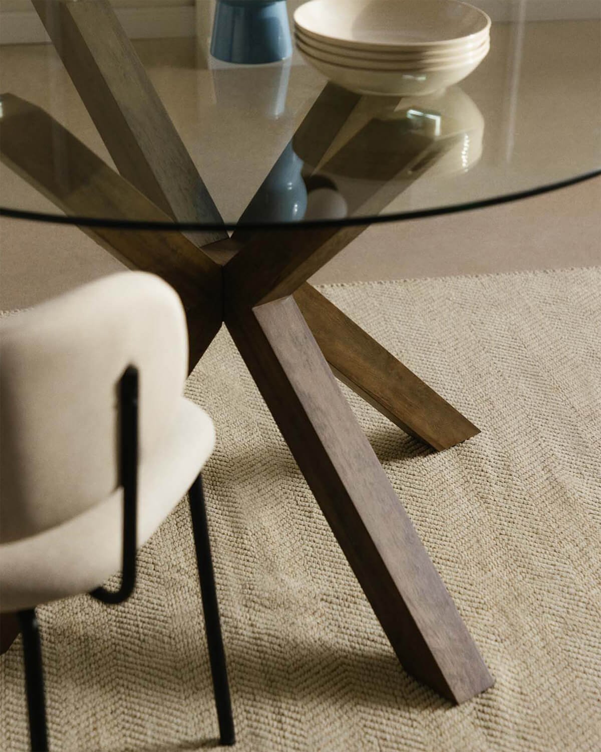 Mesa de Comedor Redonda de Madera y Cristal (Ø120 cm) Vuoto, imagen de galería 2