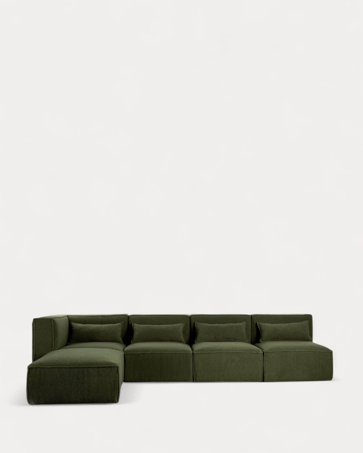 Sofá Modular de 4 piezas con 3 Sillones y Puff de Tela Bouclé Kilhe, imagen de galería 1