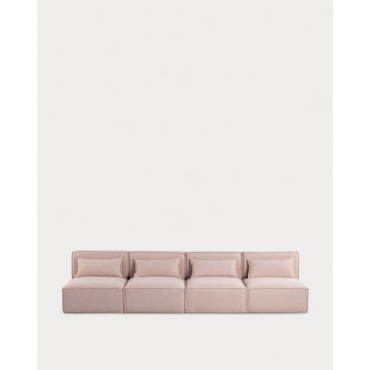 Sofá Modular de 4 Piezas de Tela Kilhe Tela -Beige Seashell - The Masie