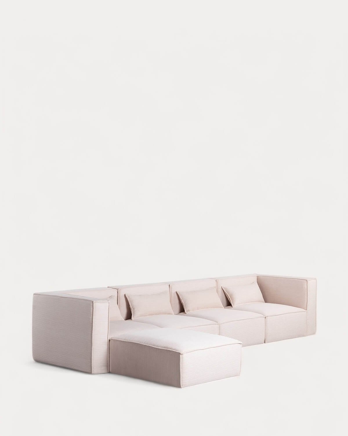 Sofá Modular de 4 Piezas con 2 Sillones Esquinero y Puff de Pana Gruesa Kilhe, imagen de galería 1