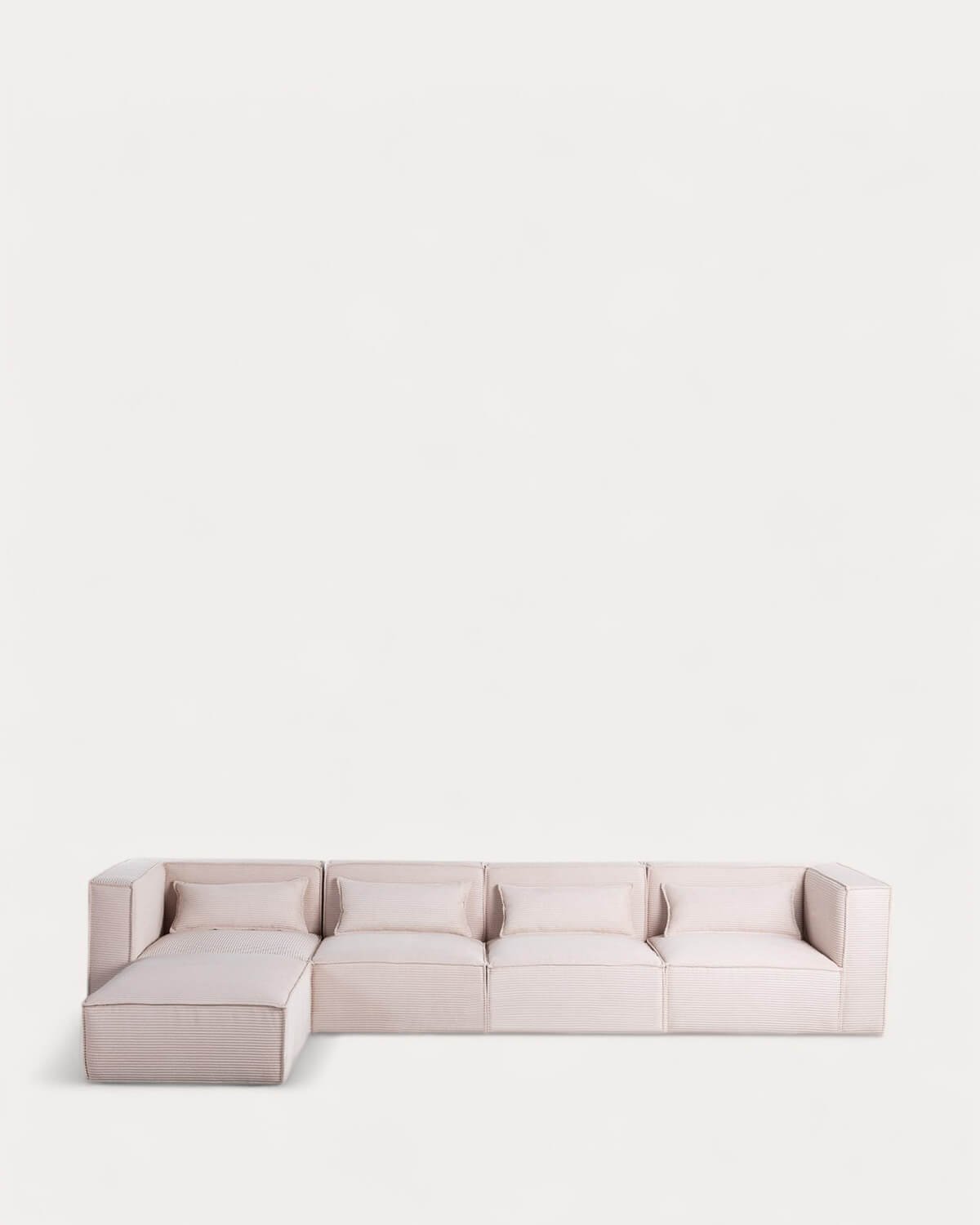 Sofá Modular de 4 Piezas con 2 Sillones Esquinero y Puff de Pana Gruesa Kilhe