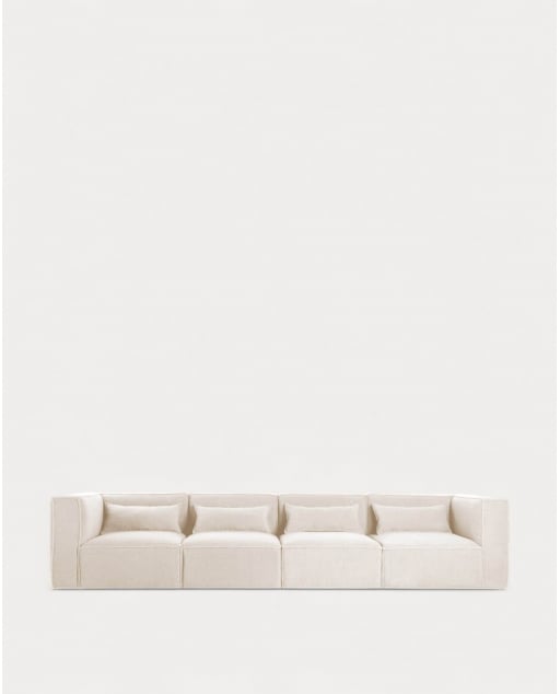 Sofá Modular de 4 piezas con 2 Sillones Esquineros de Tela Bouclé Kilhe