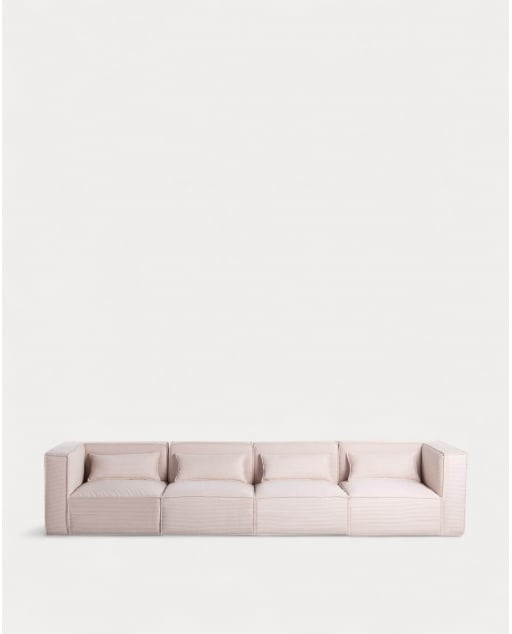 Sofá Modular de 4 Piezas con 2 Sillones Esquineros de Pana Gruesa Kilhe