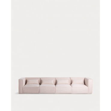 Sofá Modular de 4 Piezas con 2 Sillones Esquineros de Pana Gruesa Kilhe Pana Gruesa -Beige Seashell - The Masie