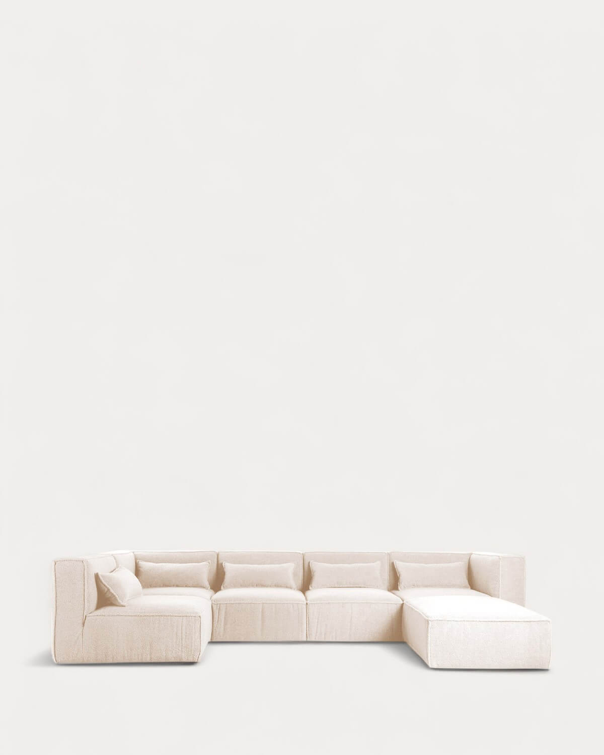 Sofá Modular de 5 piezas y Puff de Tela Bouclé Kilhe