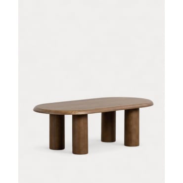 Mesa de Centro Ovalada de Madera (110x55 cm) Alhie Madera Oscura - The Masie