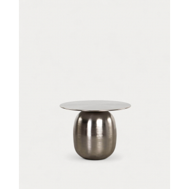 Mesa de Centro Redonda de Metal (Ø66 cm) Saik Gris Cepillado - The Masie