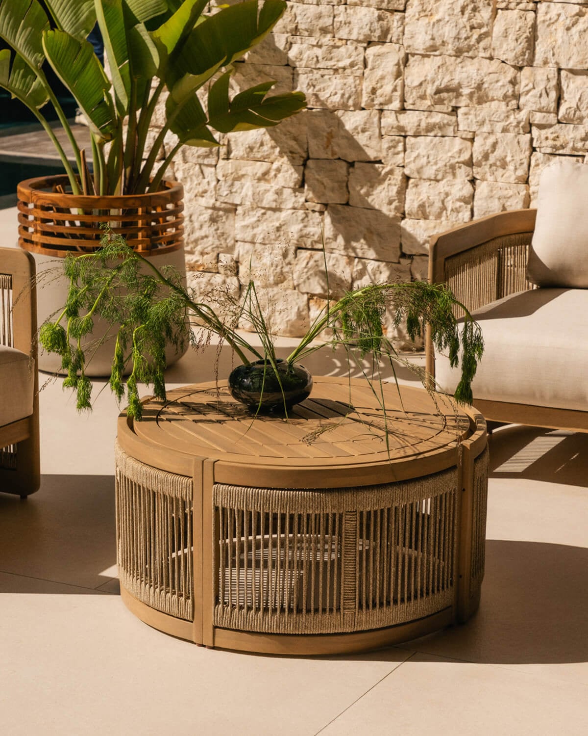 Mesa de Centro de Exterior Redonda de Madera de Acacia (Ø80 cm) Mares, imagen de galer&iacute;a 2