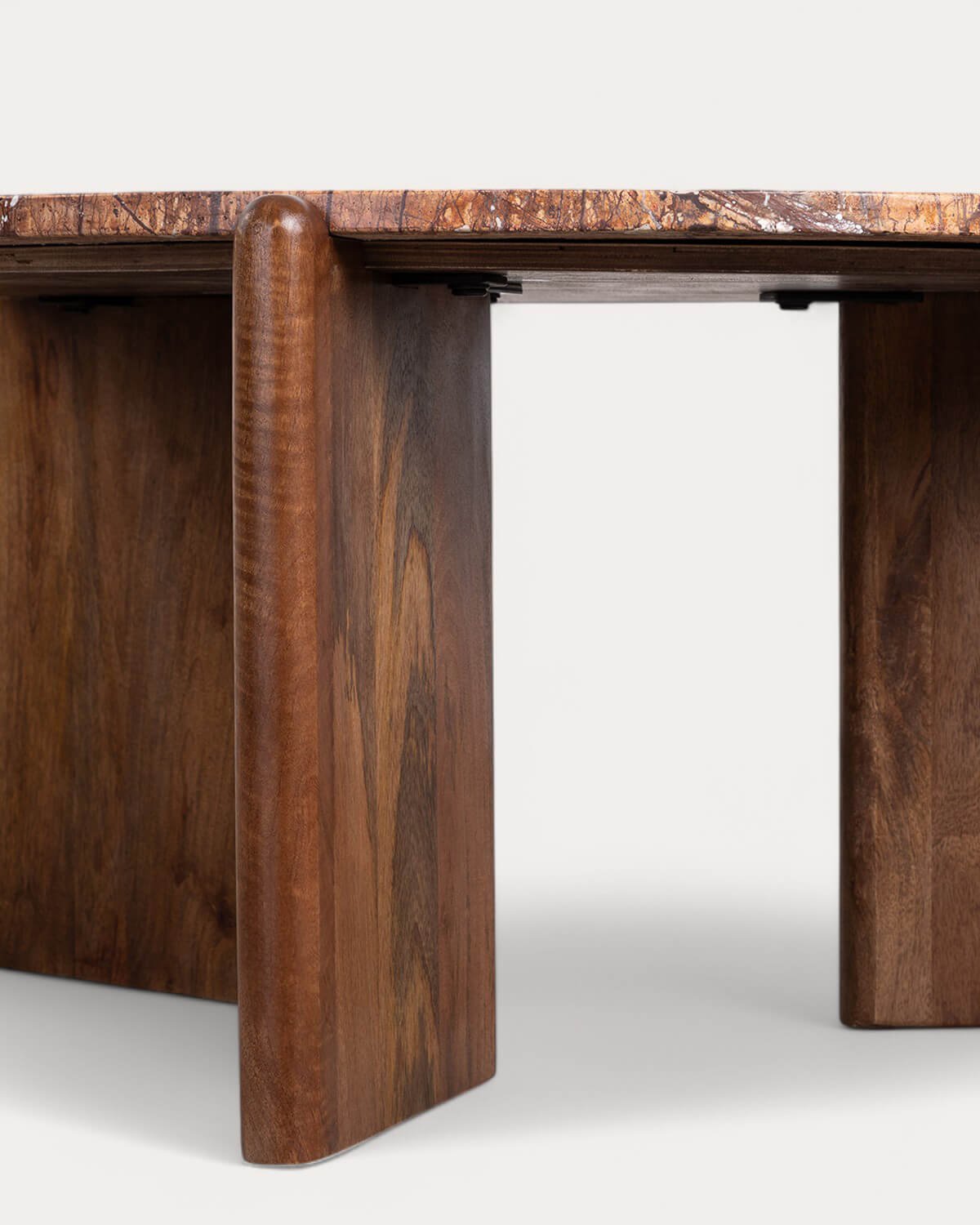 Mesa de Centro Redonda de Madera de Mango y Mármol (Ø86 cm) Crecia, imagen de galería 6