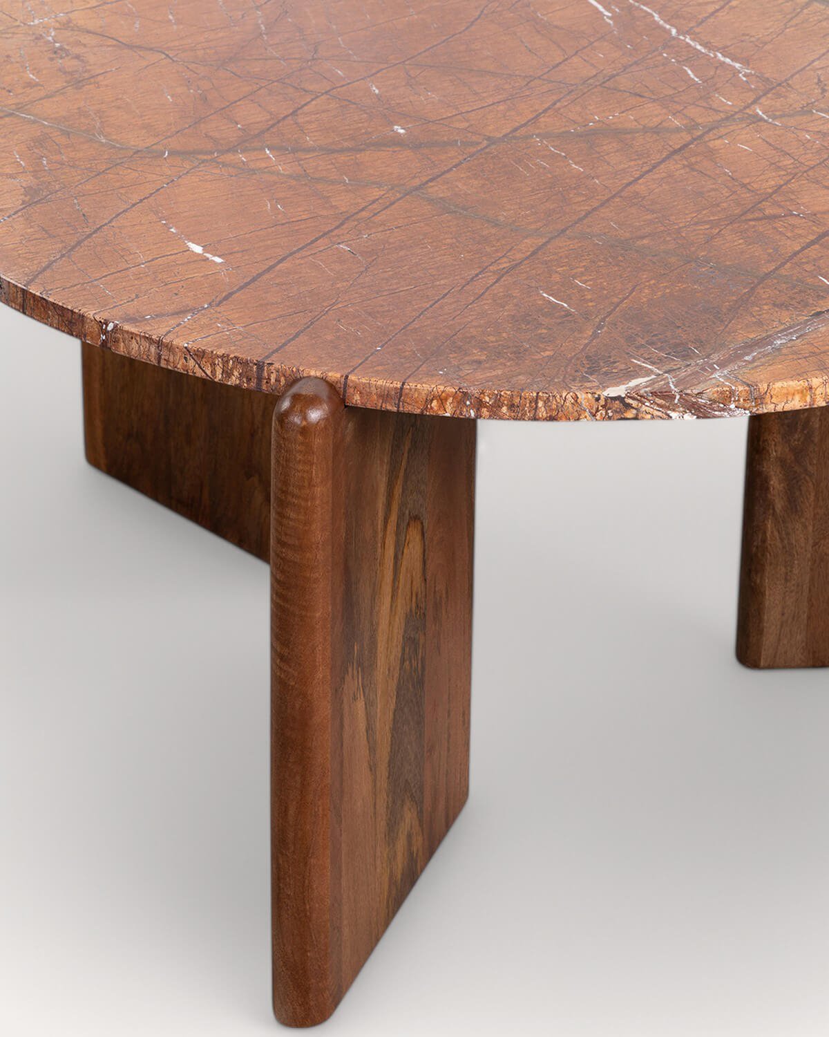 Mesa de Centro Redonda de Madera de Mango y Mármol (Ø86 cm) Crecia, imagen de galería 5