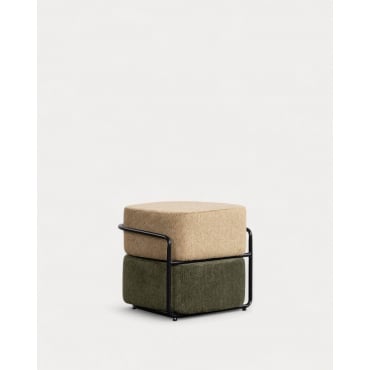 Puff Rectangular con Cojin Desmontable de Tela Elin Verde Nori - The Masie