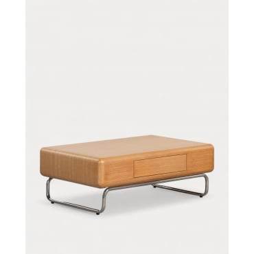 Mesa de Centro Rectangular de Madera y Metal (110x70 cm) Candela Madera Clara - The Masie