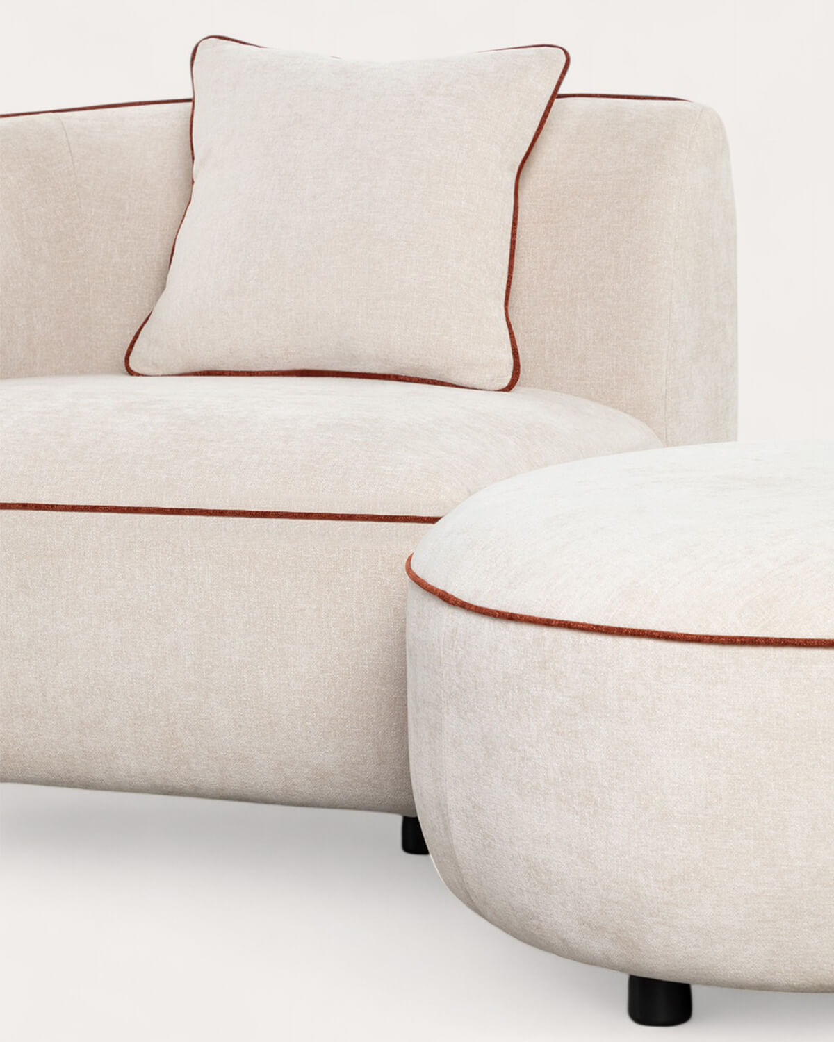 Sillón Esquinero con Puff Redondo de Tela Ilham , imagen de galería 7