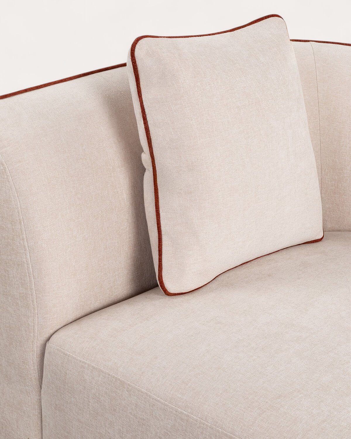 Sillón Esquinero con Puff Redondo de Tela Ilham , imagen de galería 9