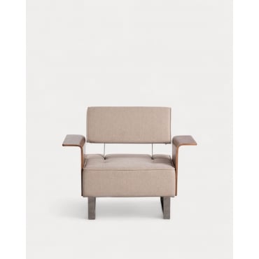 Pack 2 Sillones Reclinables con Reposabrazos de Madera y Tela 70S Beige Seashell - The Masie