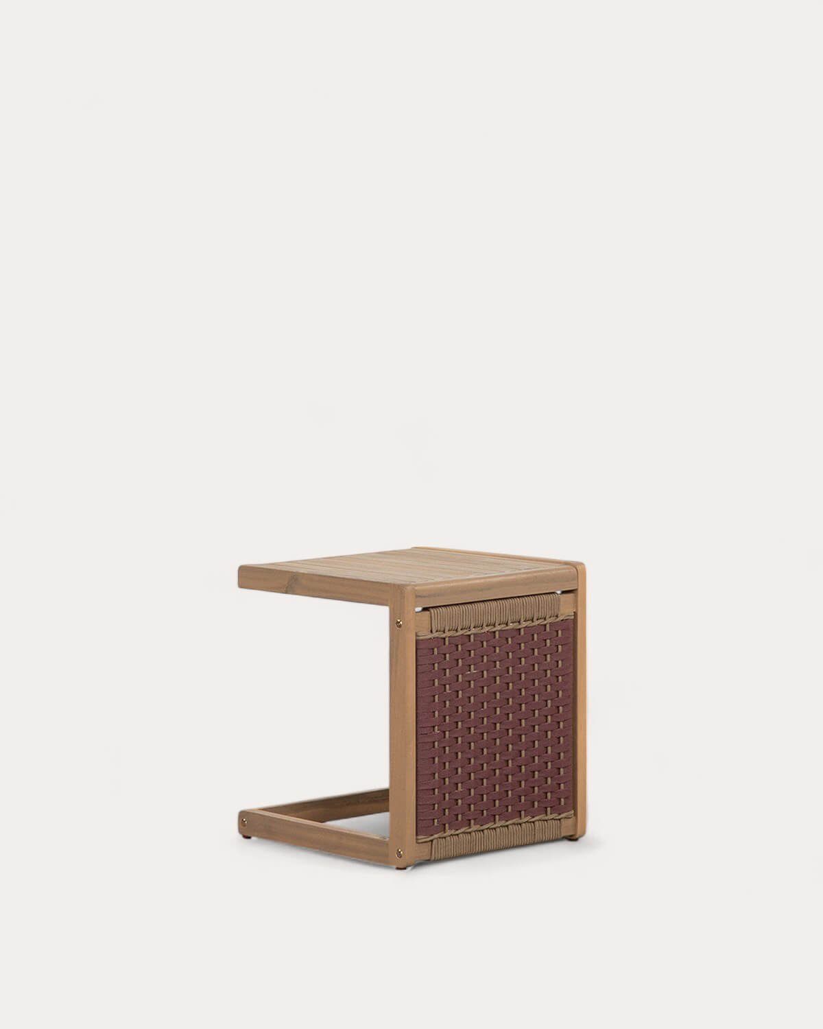 Mesa Auxiliar de Madera de Acacia y Cuerda (40x40 cm) Mirle , imagen de galería 1