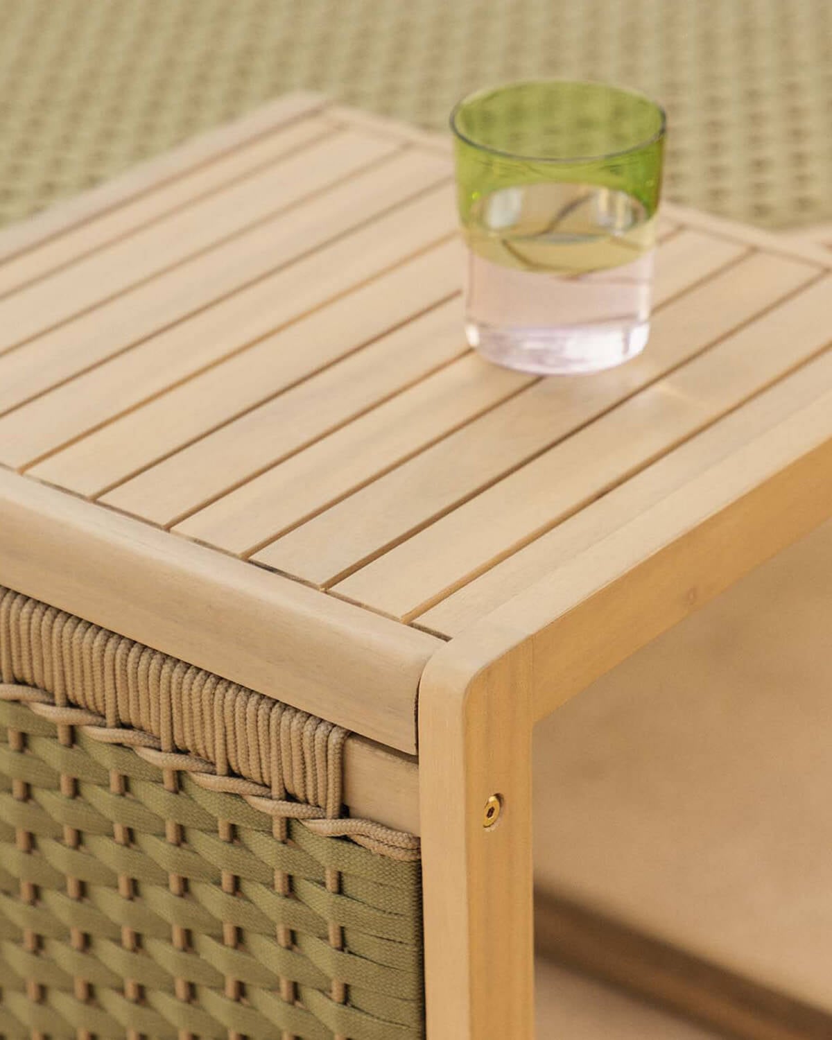 Mesa Auxiliar de Exterior de Madera de Acacia y Cuerda (40x40 cm) Mirle, imagen de galer&iacute;a 3