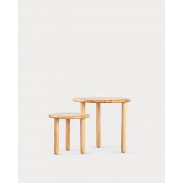 Mesa Auxiliar de Madera (Ø80 cm) Piy Pino Natural - The Masie