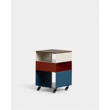 Mesa Auxiliar con Ruedas y Almacenaje de Metal (40x40 cm) Aron Azul Oceanic - The Masie
